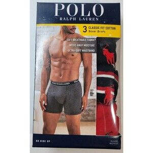 Polo Ralph Lauren Classic Fit Cotton Boxer Briefs 3-Pack Mens S Red/Blk/White